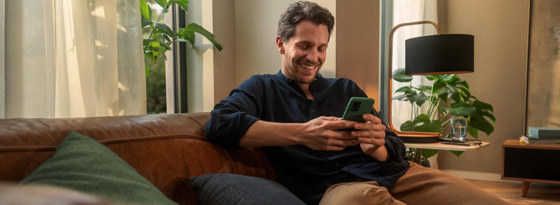 Man checking government benefits on phone
