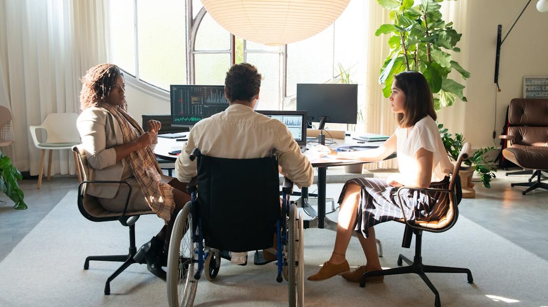 SSDI application disability office meeting with counselor